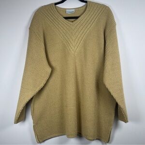 La Redoute Minimalist Chic Oversized Casual Gold Shiny V-Neck Knit Sweater